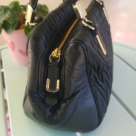 Coach Black Quilted Satchel with Gold-Tone Hardware - Picture 4 of 10